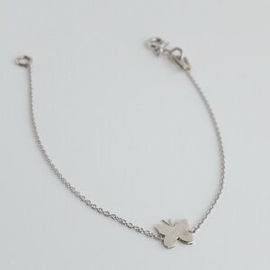 Dainty Sterling Silver Chain Bracelet with Butterfly Pendant and Initial W Charm
